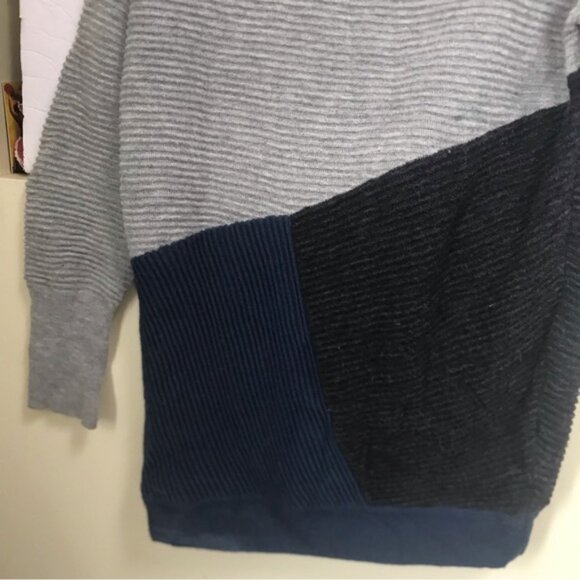 DKNY Color Block Ribbed Knit Sweater Cashmere Blend Boat Neck Oversized Minimal - Picture 6 of 16